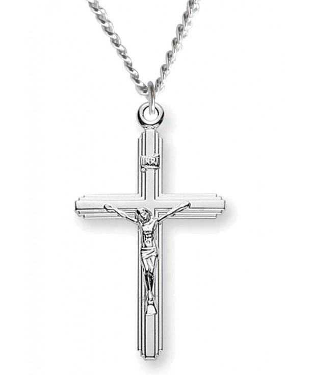 Womens Sterling Crucifix Pendant Rhodium