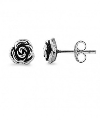 Sterling Silver Rose Stud Earrings