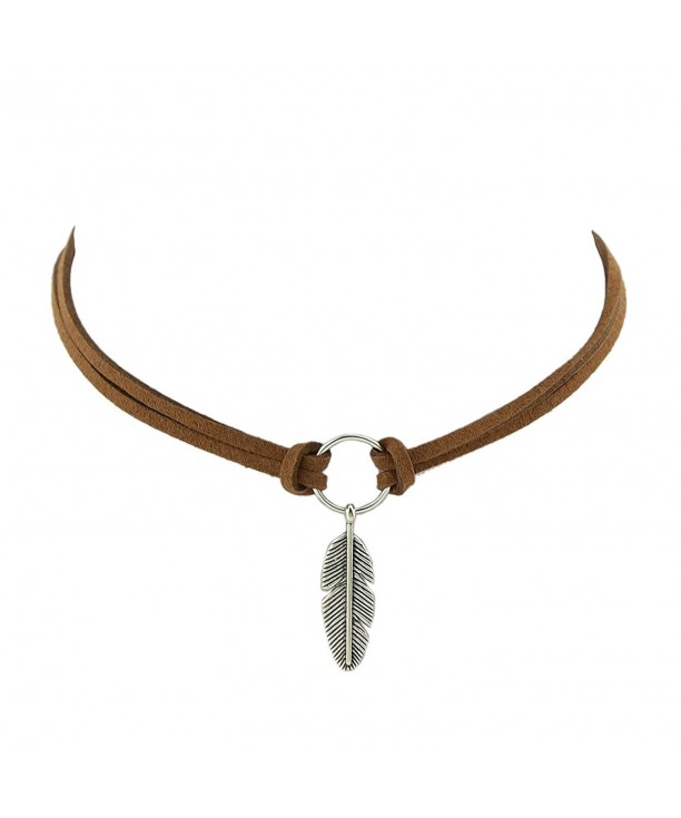 Dastan Elegant Necklace Leather Feather