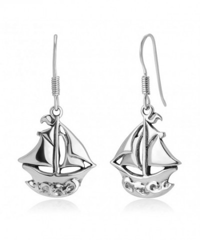 Oxidized Sterling Nautical Sailboat Earrings