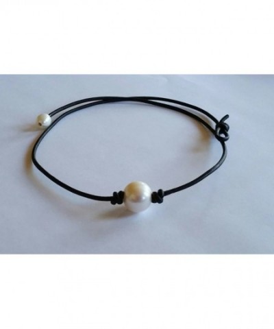 Seasidepearls30A Freshwater Pearl Leather choker