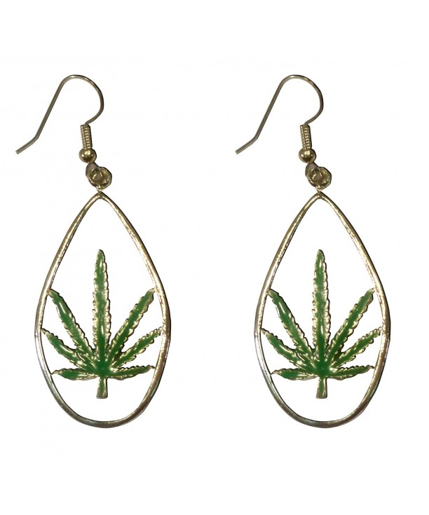 Marijuana Enamel Pewter Dangle Earrings