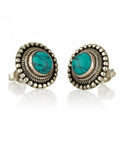 Sterling Silver Synthetic Turquoise Earrings