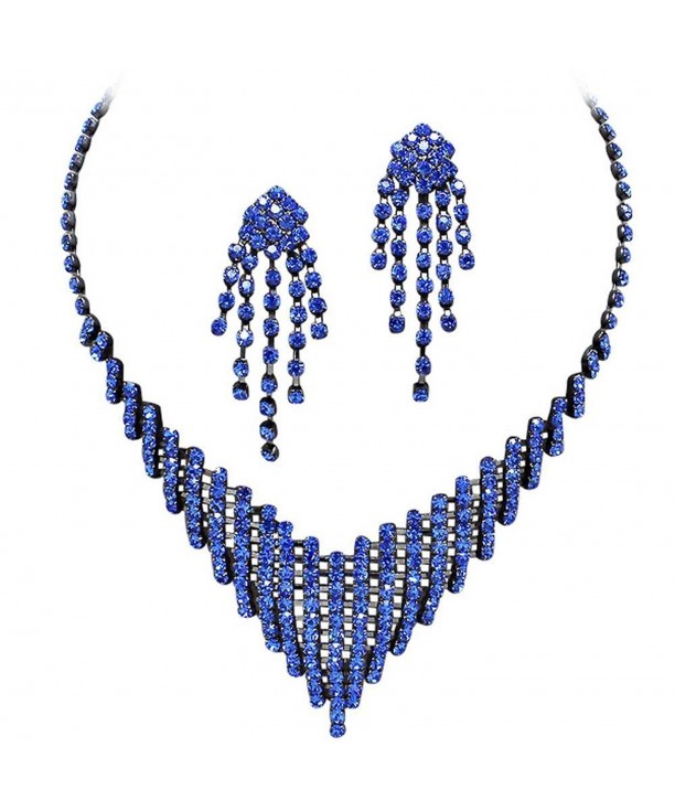 Sapphire Rhinestone Flattering Necklace Bridesmaid