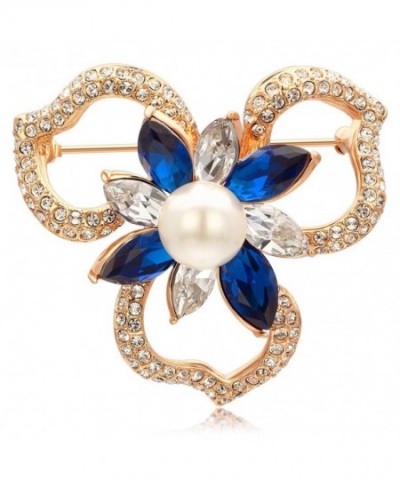 Kemstone Plated Sapphire Crystal Flower