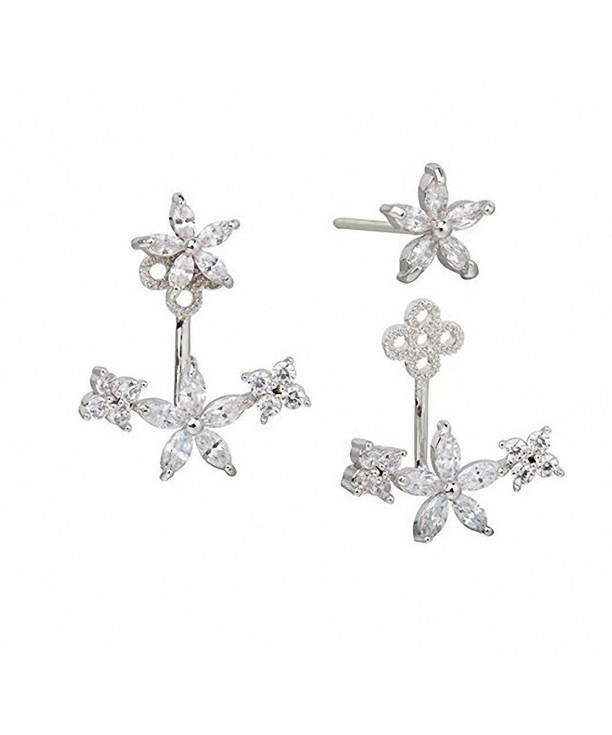 sanfnee Zirconia Flowers Jackets Earrings