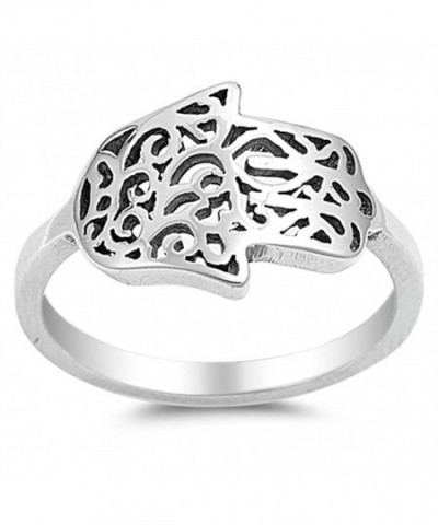 Sideways Filigree Hamsa Sterling Silver