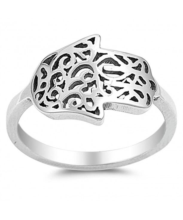 Sideways Filigree Hamsa Sterling Silver