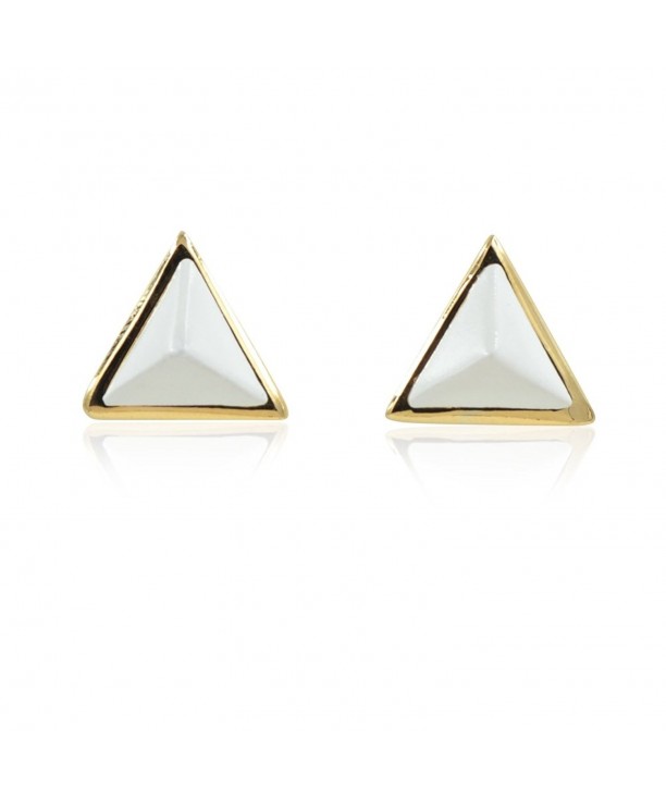 White Pastel Triangle Earrings Finishing