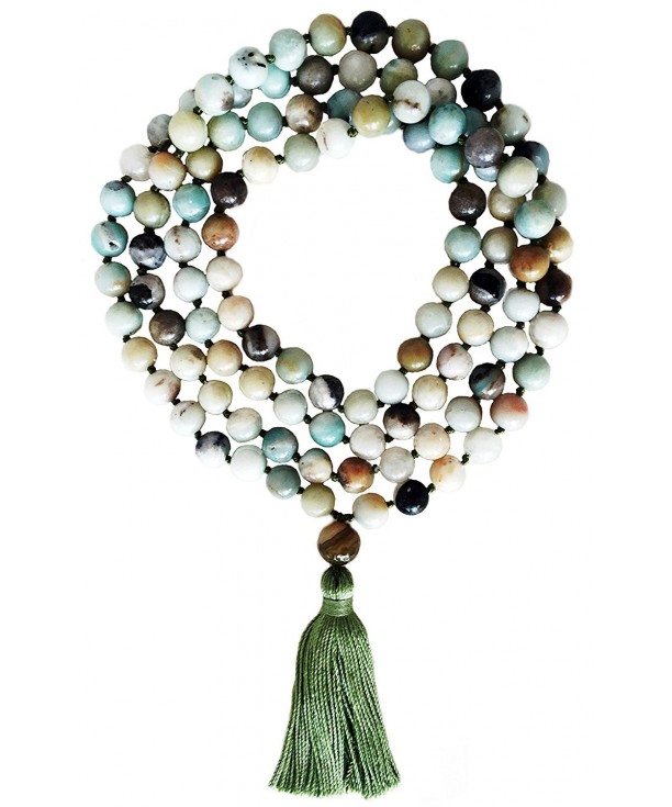 Amazonite Stone Knotted Prayer Necklace