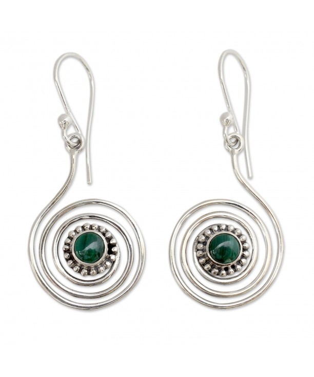 NOVICA Malachite Sterling Silver Earrings