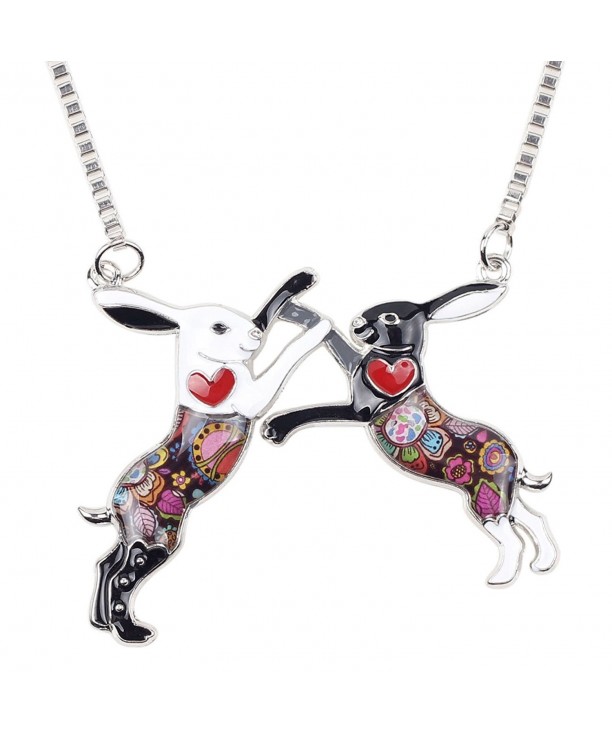 Bonsny Enamel Rabbit Necklace pendant