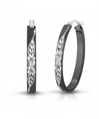 Sterling Silver Diamond cut Engraved Earring