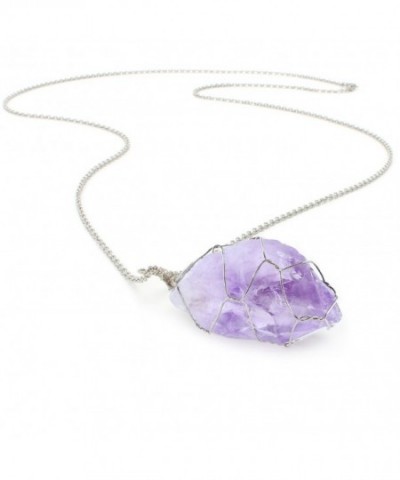 Wrapped Amethyst Crystal Pendant Necklace
