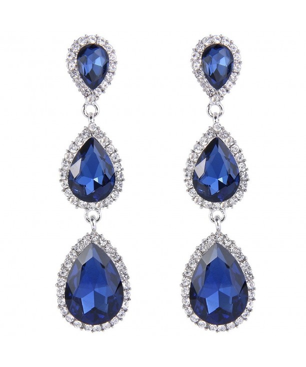 EleQueen Silver tone Austrian Crystal Earrings