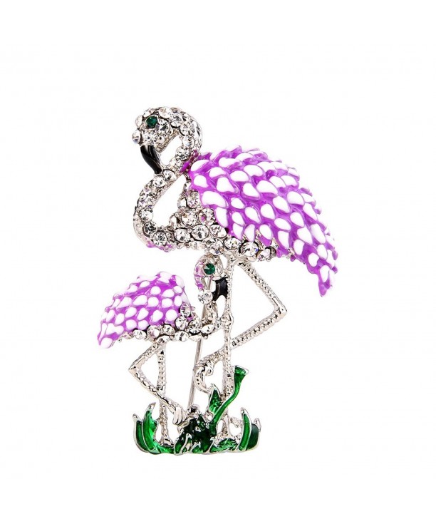 EVER FAITH Austrian Flamingo Silver Tone