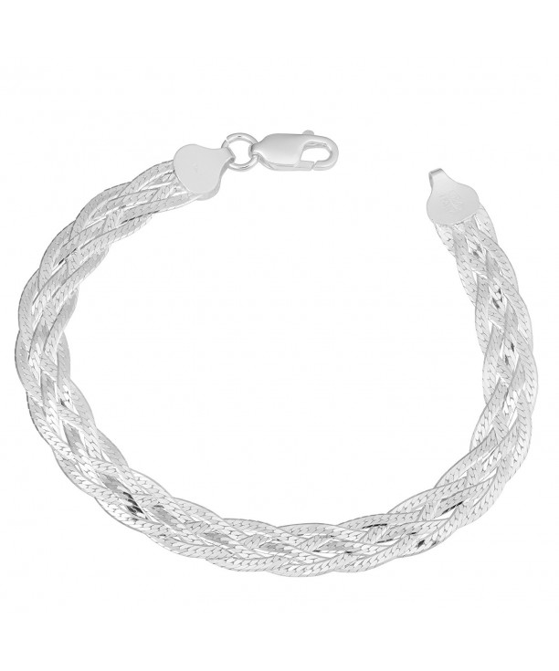 Sterling Polished Braided Herringbone Bracelet