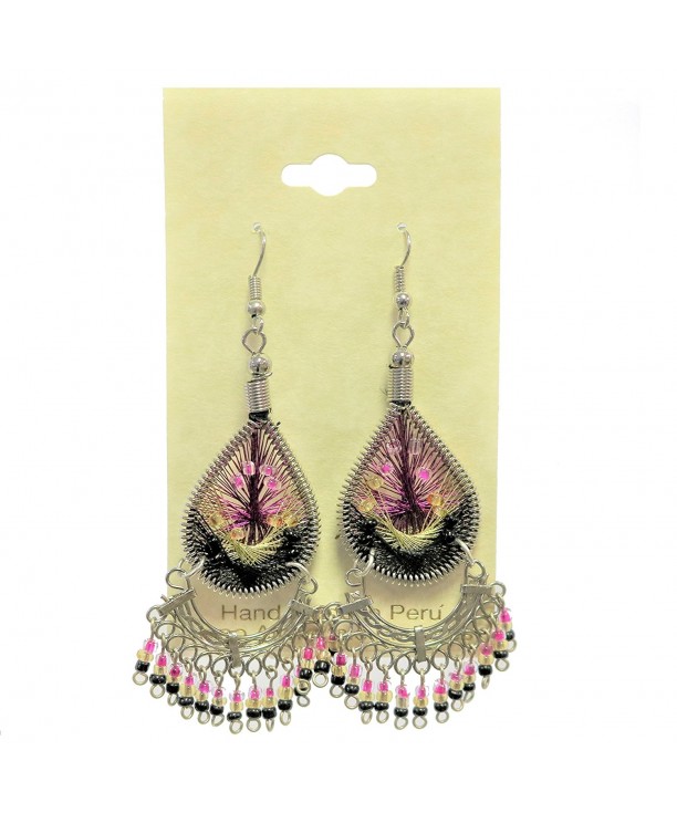 Peruvian Earrings Catchers Crafted BlackGoldPink