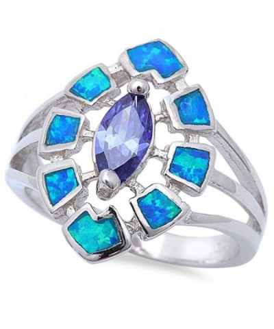 Simulated Tanzanite Created Sterling Silver