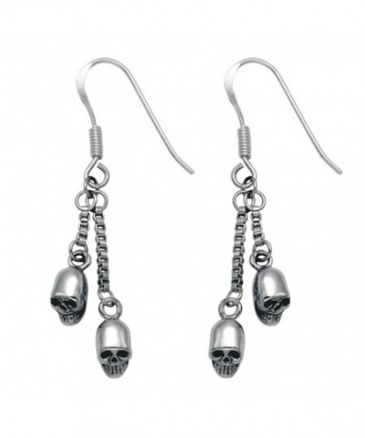 Stainless Steel Dangling Skulls Earrings