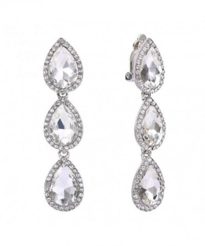 EleQueen Silver tone Austrian Teardrop Earrings