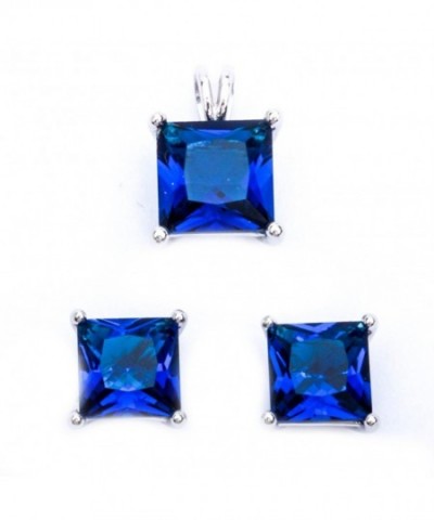 Princess Simulated Sapphire Sterling Earring