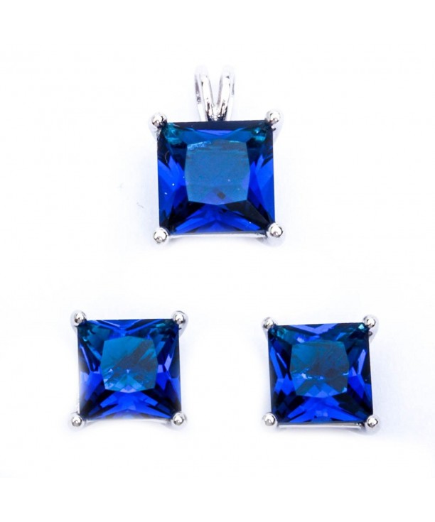 Princess Simulated Sapphire Sterling Earring