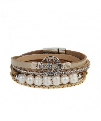 Jenia Leather Bracelet Pearl Wristband