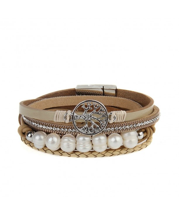 Jenia Leather Bracelet Pearl Wristband