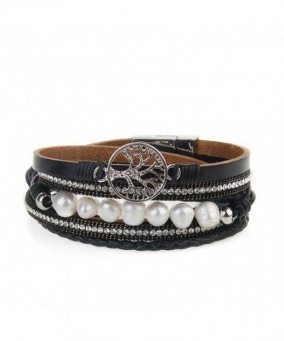 Jenia Leather Bracelet Pearl Wristband