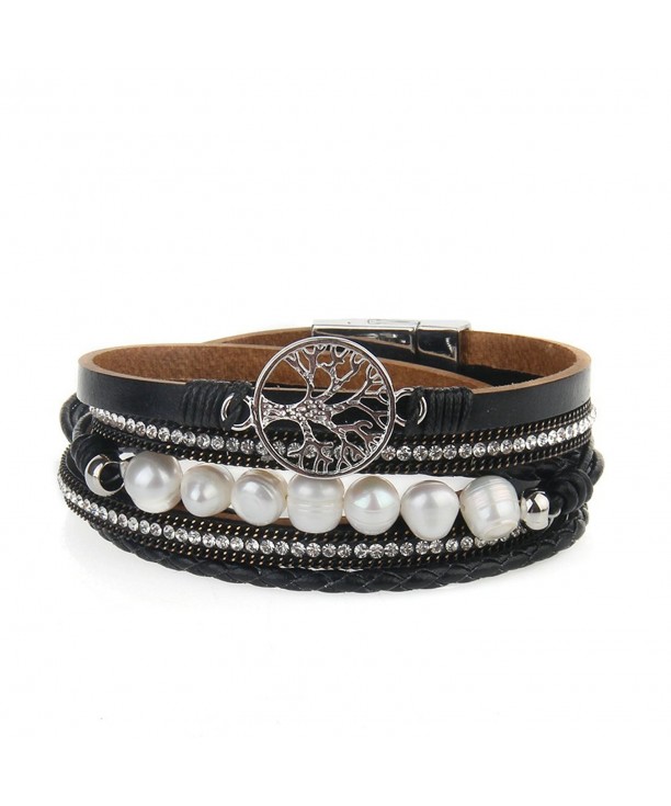 Jenia Leather Bracelet Pearl Wristband