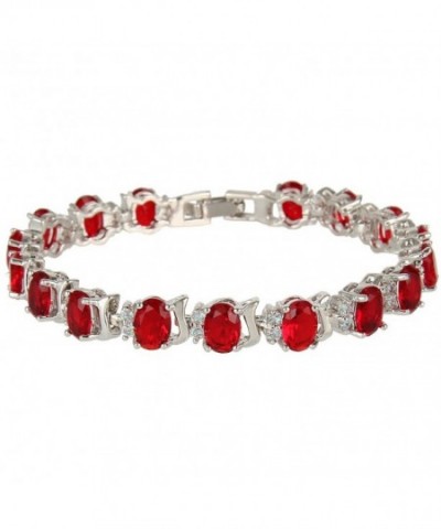 EVER FAITH Graceful Ruby color Silver Tone