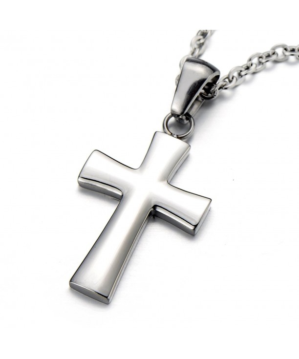 Small Unisex Cross Pendant Necklace for Men for Women Stainless Steel