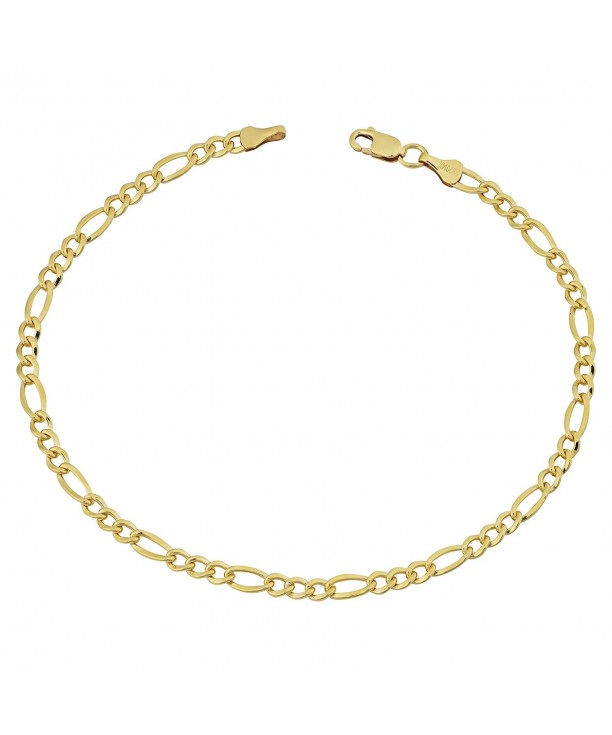 Yellow Filled Solid Figaro Bracelet