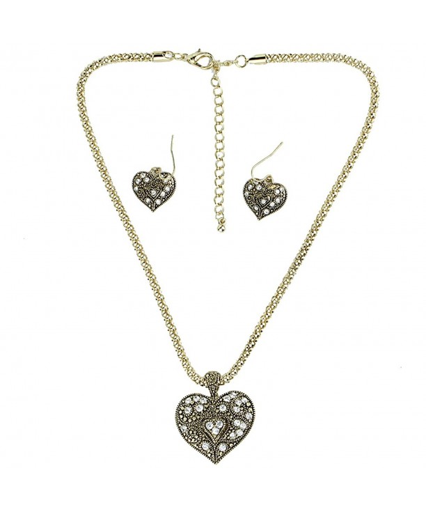 Heart Pendant Necklace matching Earrings