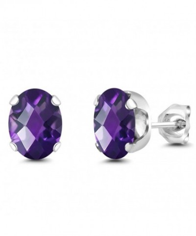Checkerboard Purple Amethyst Sterling Earrings