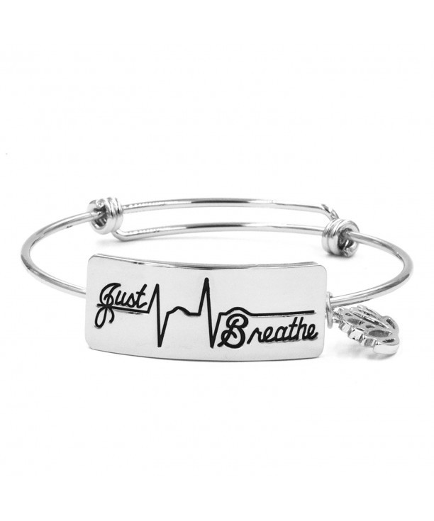 Inspirational Bracelet Engraved Breathe Jewelry