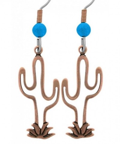Copper Southwest Simulated Turquoise Earrings