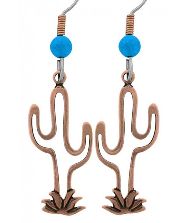 Copper Southwest Simulated Turquoise Earrings