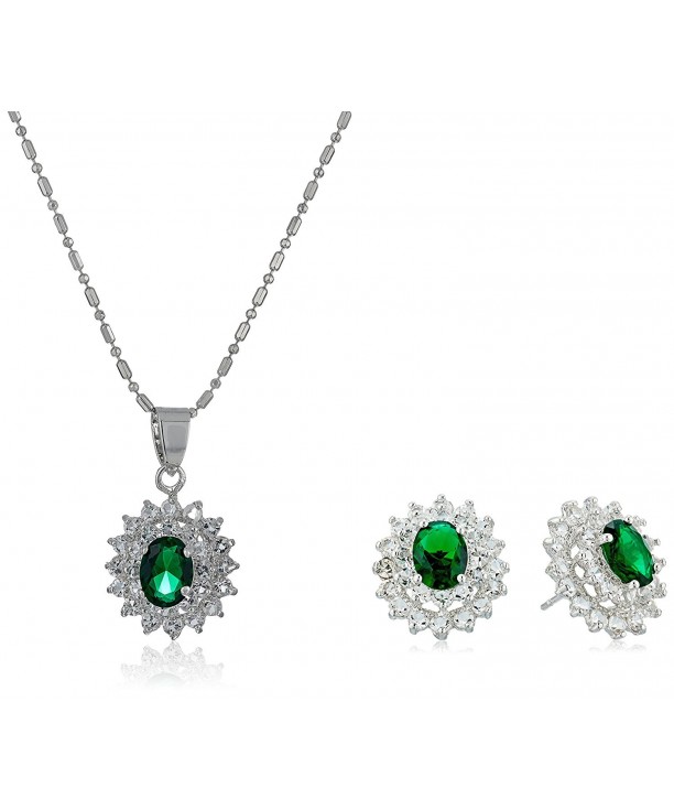 Nina Zirconia Emerald Necklace Earrings