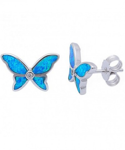 Created Butterfly Sterling Silver Earrings