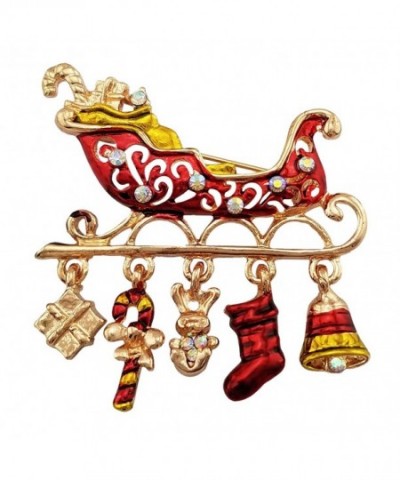 SELOVO Santa Sleigh Christmas Brooch