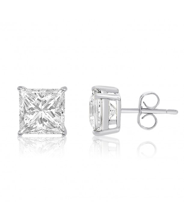 Princess Zirconia Sterling Setting Earrings