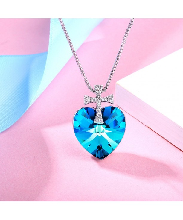 Valentines Pendant Necklace necklaces Swarovski Blue-1 CZ185W4OSNX