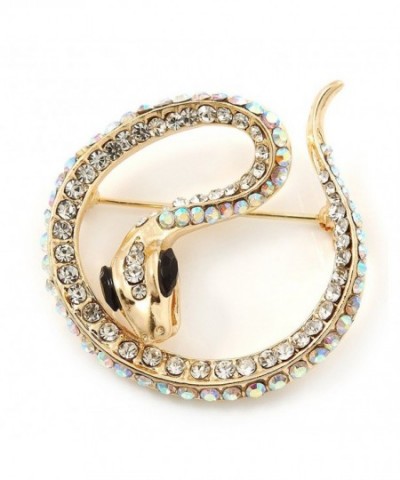 Clear Crystal Coiled Snake Brooch