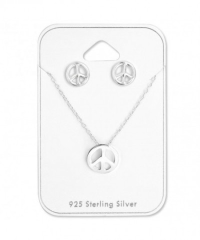 Sterling Silver Peace Necklace Earrings