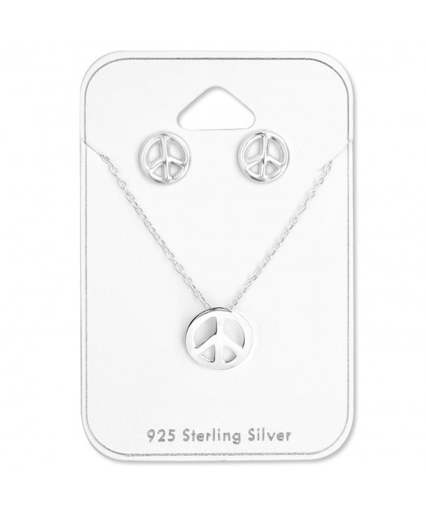 Sterling Silver Peace Necklace Earrings