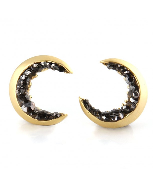 Laonato Crescent Moon Black Earrings