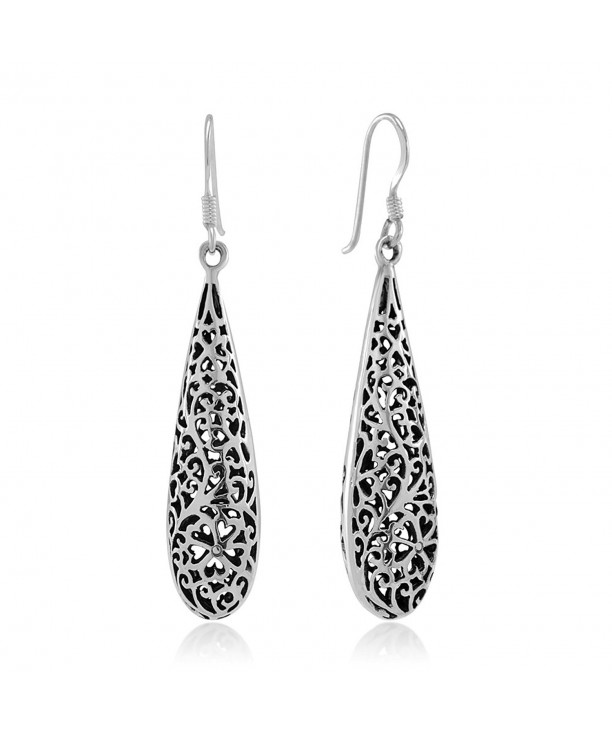 Sterling Inspired Filigree Teardrop Earrings