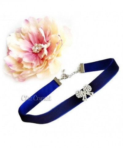 Velvet choker bow royal blue